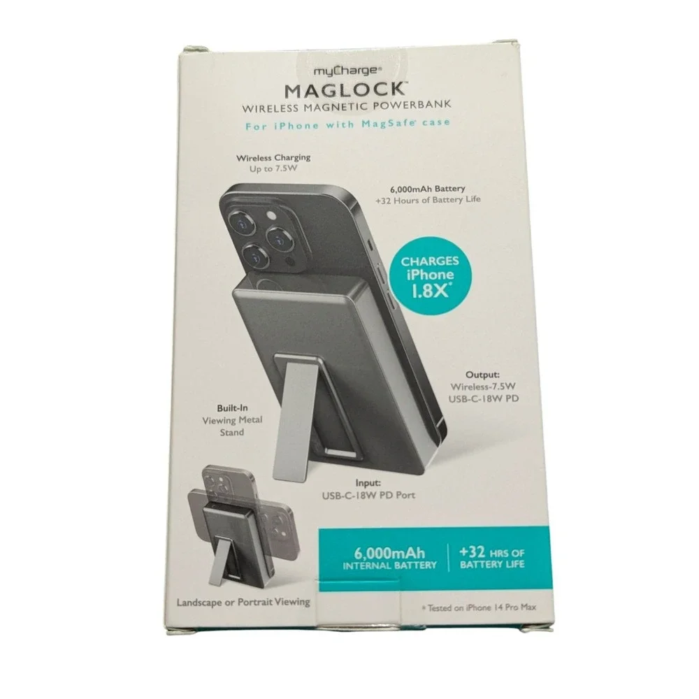V5-N MyCharge MAGLOCK 6K mAh 7.5W Magnetic Wireless Charger with‎ Stand Gray